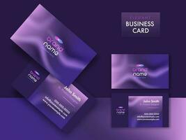 Abstract Elegant Business Cards In Purple Color With Double-Sides Presentation. vector