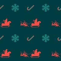 Seamless Christmas Theme Pattern Background In Blue And Red Color. vector