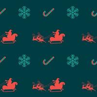 Seamless Christmas Theme Pattern Background In Blue And Red Color. vector