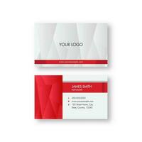 Abstract Business Card Template Layout In White And Red Color. vector