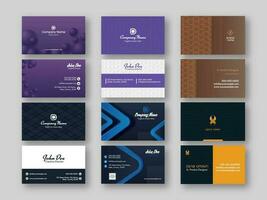 Modern Business Or Visiting Card Set With Geometric Pattern. vector
