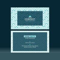 Editable Business Card Template Layout With Double-Sides On Teal Blue Background. vector