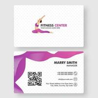 Fitness Center business card or visiting card design in front and back view. vector