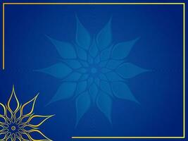 Blue And Golden Floral Background With Space For Text. vector