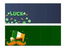 Patrick's Day Festival Elements With Paper Luck Text On Background In Two Color Options. Header Or Banner Design. vector