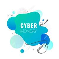 Cyber Monday text with creative wired mouse illustration on abstract background can be used as poster or template design. vector