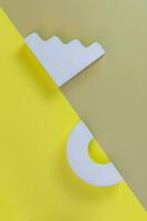 abstract yellow background with concrete geometric figures arch and ladder. Trendy set photo