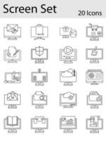 Set Of Screen Icons Or Symbol In Stroke Style. vector