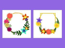 Empty Floral Frame Collection On White Background. vector