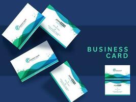 Set Of Abstract Business Card Template On Blue Background. vector