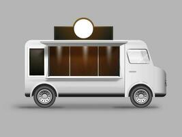 Vector illustration of Street Food Truck element on gray background.
