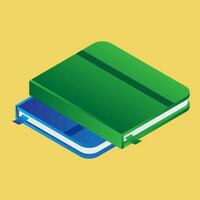 Green and Blue Books in 3d style. vector