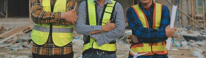 aerial view of construction worker in construction site photo