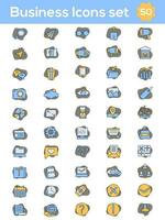 Blue And Yellow Color Set of Business Icon On Gray Background. vector