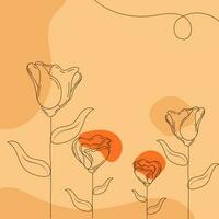 Doodle Style Floral Background in Orange Color. vector