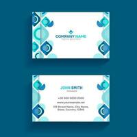 Abstract Business Card Design With Front And Back View On Blue Background. vector