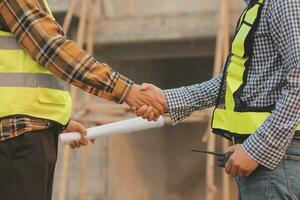 aerial view of construction worker in construction site photo