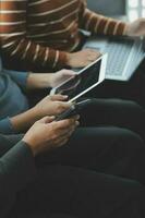 Close up of woman hand using credit card and laptop for payment and online shopping, Online shopping, payments digital banking, E-commerce concept. photo