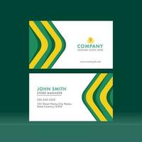 Modern Horizontal Business Card Template On Green Background. vector