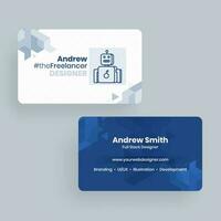 Front and back view of business card design for Android the freelancer designer. vector