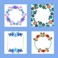 Floral Frame Background With Copy Space In Four Options. vector