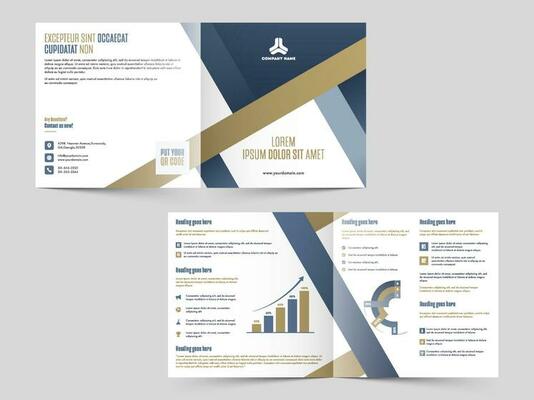 Business Cover Design or Brochure, Annual Report with Infographics in Front and Back View.