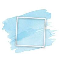 Blue Watercolor Brush Stroke Effect Background with White Square Frame. vector