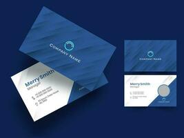 Blue and white color layout company card or visiting card set with space for your image. vector