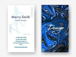 Front and back view of business card or template design with fluid art abstract background. vector