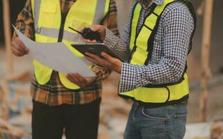 aerial view of construction worker in construction site photo