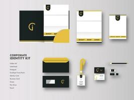 Corporate Identity Kit Including As Folder A4, Letterhead, Identity Card, Envelope, Pen Drive And Other Stationery Items. vector