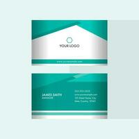 Modern Business Or Visiting Card With Double-Sides In Cyan And White Color. vector