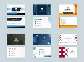 Front and Back View of Abstract Business Card or Visiting Card Set. vector