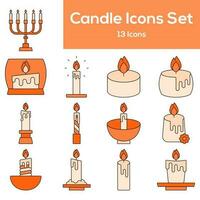 Vector Illustration Of Candle Icons Set In Orange Color.