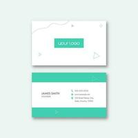 Editable Horizontal Business Card Template In White And Cyan Color. vector