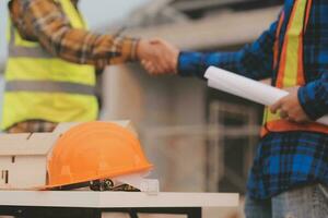 aerial view of construction worker in construction site photo