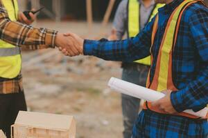 aerial view of construction worker in construction site photo