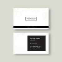 White And Black Color Business Card Template For Advertising. vector