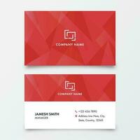 Polygonal Business Or Visiting Card In Red And White Color. vector