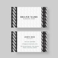 Business Card Template Layout With Jagged Edge Pattern In Front And Back View. vector