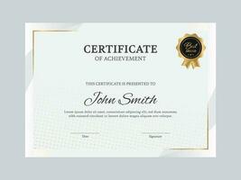 Certificate Of Achievement Template Design In White Color. vector