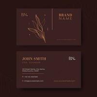 Professional Business Cards With Leaves In Front And Back View. vector