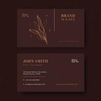 Professional Business Cards With Leaves In Front And Back View. vector