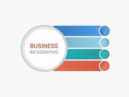 Business Infographic Timeline Template Design With Colorful Four Options Icons On White Background. vector