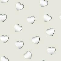 Seamless Glossy Heart Pattern Background In Gray Color. vector