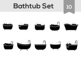 Illustration Of Bathtub Icon Set On White Background. vector