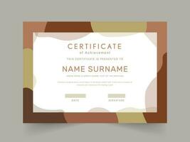 Certificate Of Achievement Template Layout In White And Brown Color. vector