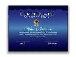 Blue Color Certificate Of Appreciation Template Layout For Company Or Educational. vector