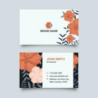 Floral Business Card Design In Front And Back View. vector