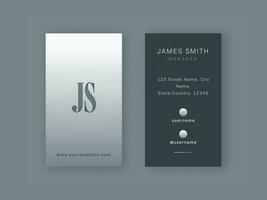 Gray And White Color Business Card Template Layout With Double-Sides. vector